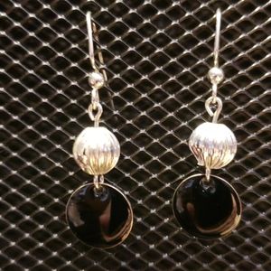 3/$20 | Silver ball and black enamel disc earrings